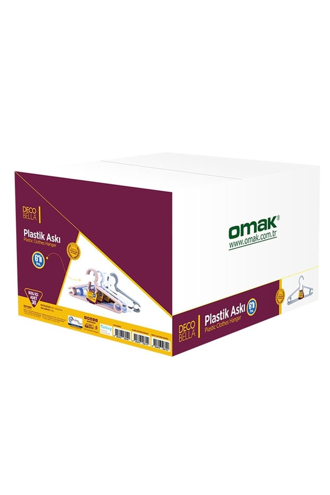 OMAK 50611 DECOBELLA 6 'LI PLASTIK ELBISE ASKISI