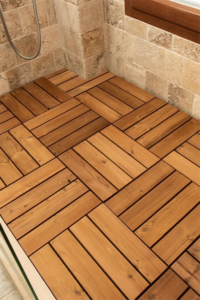 Pafu SUNSOE Fin Çamı Balkon Bahçe Ahşap Yer Döşemesi Karo Deck 30x30 cm 1 Adet (0,09m2)
