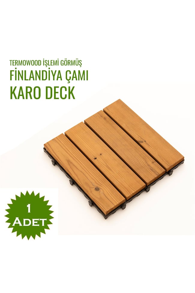 Pafu SUNSOE Fin Çamı Balkon Bahçe Ahşap Yer Döşemesi Karo Deck 30x30 cm 1 Adet (0,09m2)