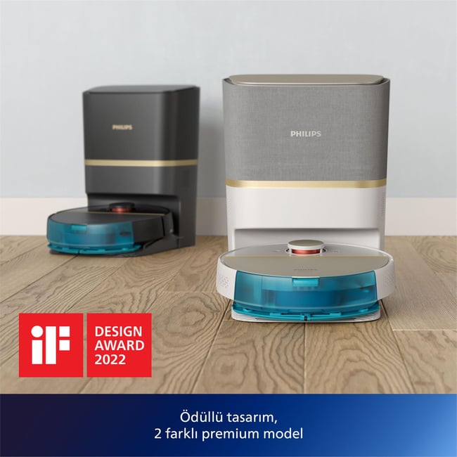 Philips HomeRun 7000 Serisi Aqua XU7100 Çöp İstasyonlu Akıllı Robot Süpürge Beyaz