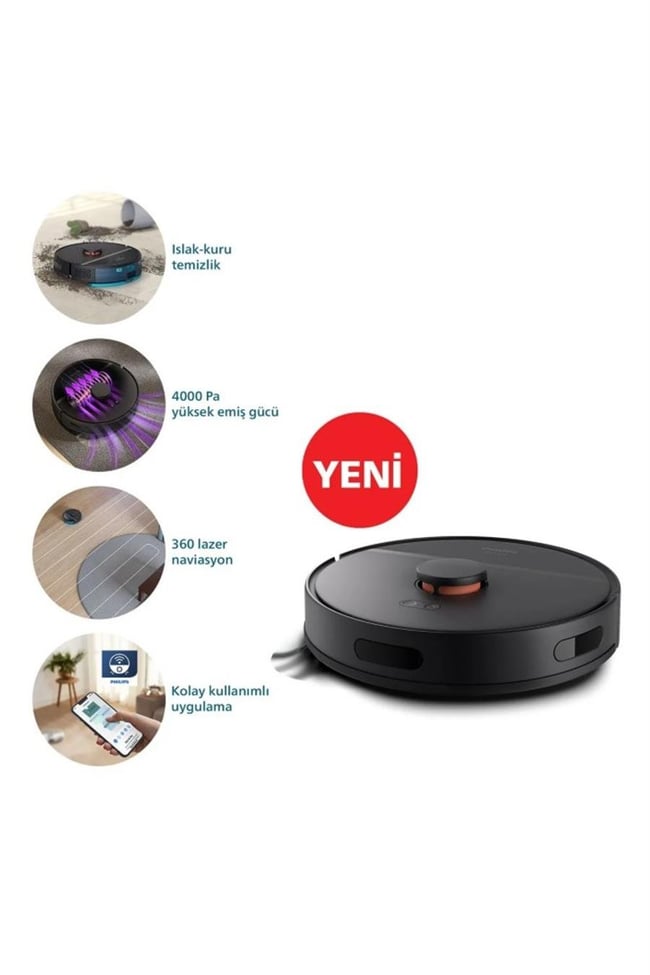 PHILIPS HOMERUN 3000 SERISI AQUA XU3000/01 SIYAH AKILLI ROBOT SUPURGE