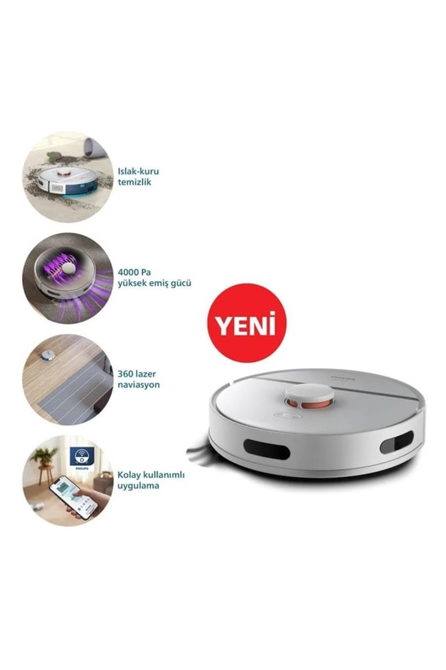 PHILIPS HOMERUN 3000 SERISI AQUA XU3000/02 BEYAZ AKILLI ROBOT SUPURGE