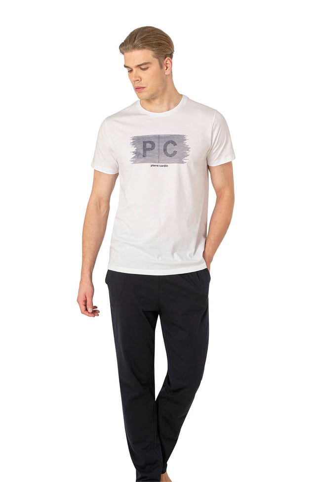 Pierre Cardin Y25 6084 Beyaz Erkek Penye Pijama Takımı