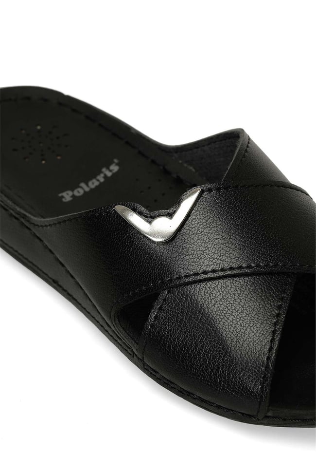 Polaris 5M 164336 Z5Fx Siyah Kadın Geleneksel Comfort Düz Terlik