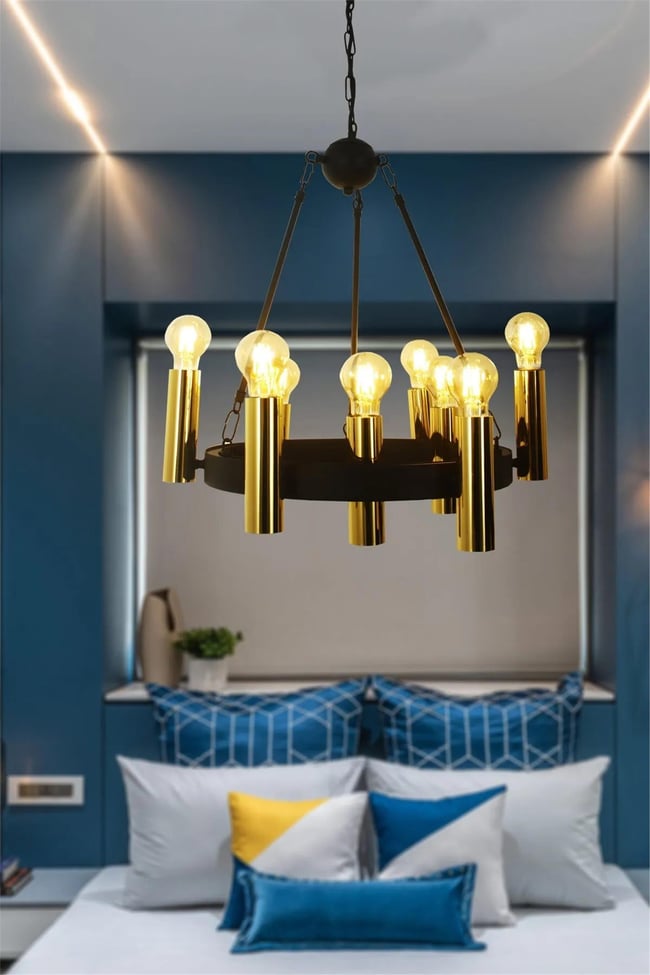 Taşcan Avize Ruby 9 Lu Siyah Gold Avize