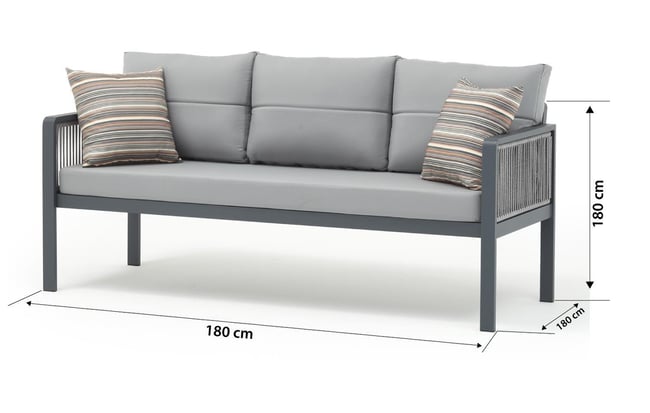 Erinöz Salerno Bahçe Balkon Oturma Grubu 3+1+1+Sehpa - Antrasit