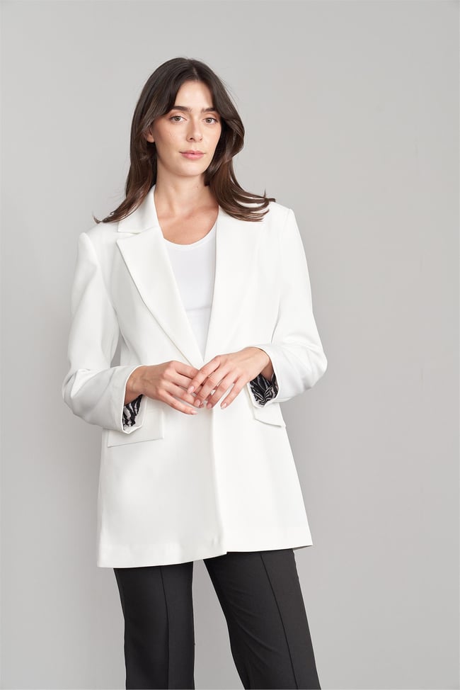 Sateen 1405-6020 Ekru Kadın Zebra Astarlı Ceket