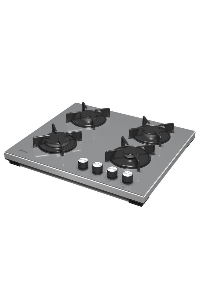 Simfer 3049-N 4 Gözlü 60Cm Set Üstü Flat Gri Cam Ocak Emaye Izgara
