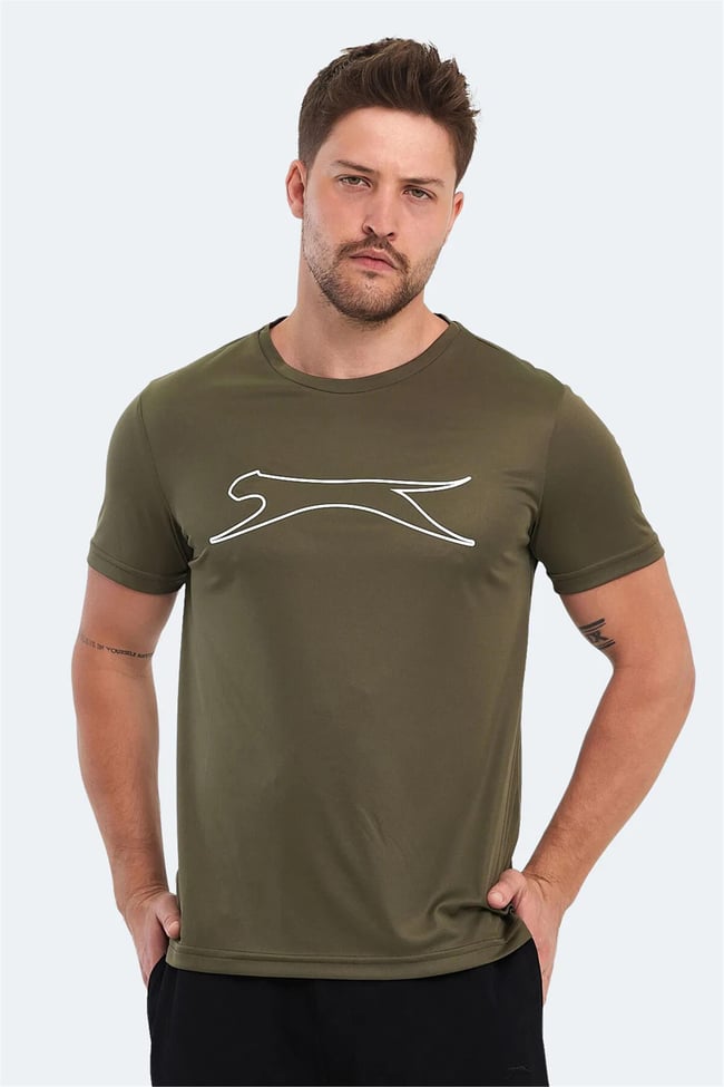 Slazenger Nelle Ktn Hakı Erkek Bısıklet Yaka Kısa Kollu Polyester T-Shırt