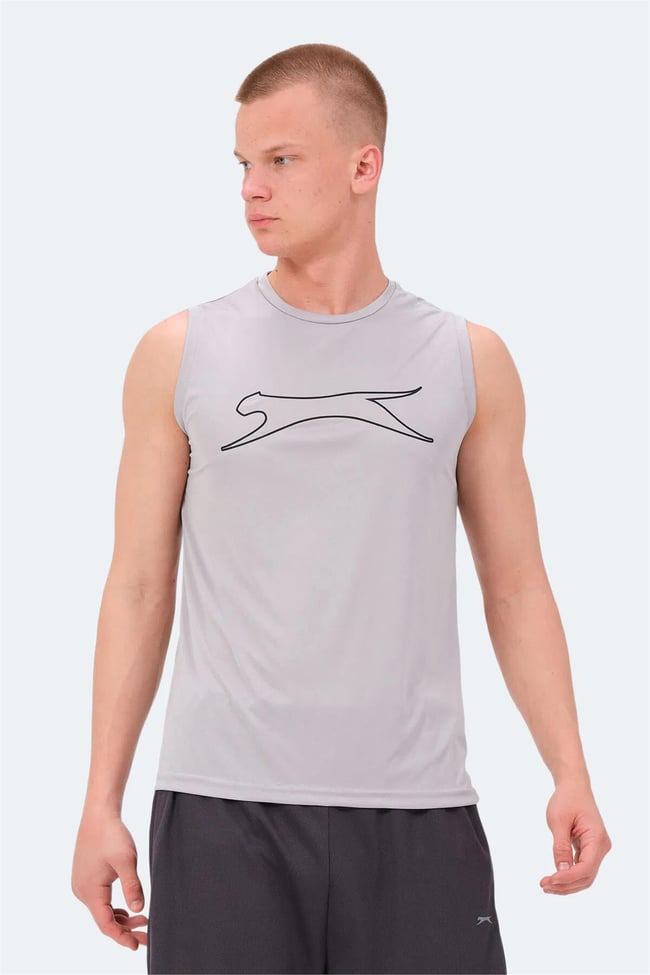 Slazenger Nelu Grı Erkek Bısıklet Yaka Kolsuz Polyester T-Shırt
