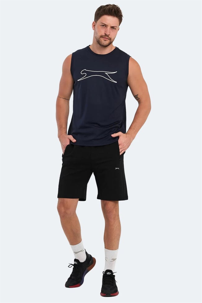 Slazenger Nelu Lacıvert Erkek Bısıklet Yaka Kolsuz Polyester T-Shırt