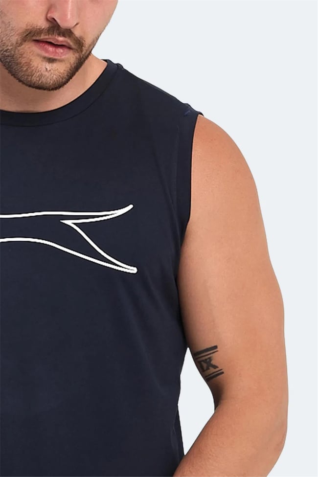 Slazenger Nelu Lacıvert Erkek Bısıklet Yaka Kolsuz Polyester T-Shırt