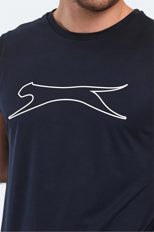 Slazenger Nelu Lacıvert Erkek Bısıklet Yaka Kolsuz Polyester T-Shırt