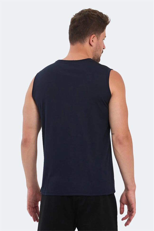 Slazenger Nelu Lacıvert Erkek Bısıklet Yaka Kolsuz Polyester T-Shırt