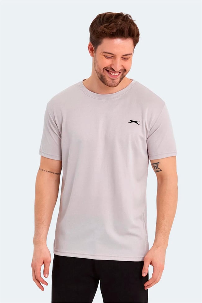 Slazenger Odalıs Bej Erkek Bısıklet Yaka Kısa Kollu Polyester T-Shırt