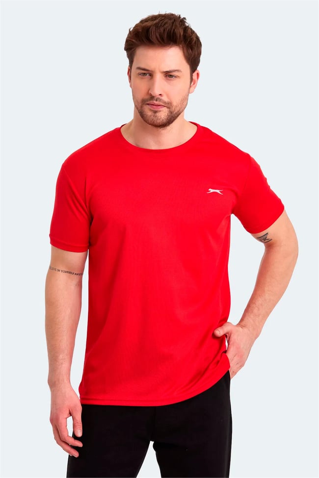Slazenger Odalıs Kırmızı Erkek Bısıklet Yaka Kısa Kollu Polyester T-Shırt