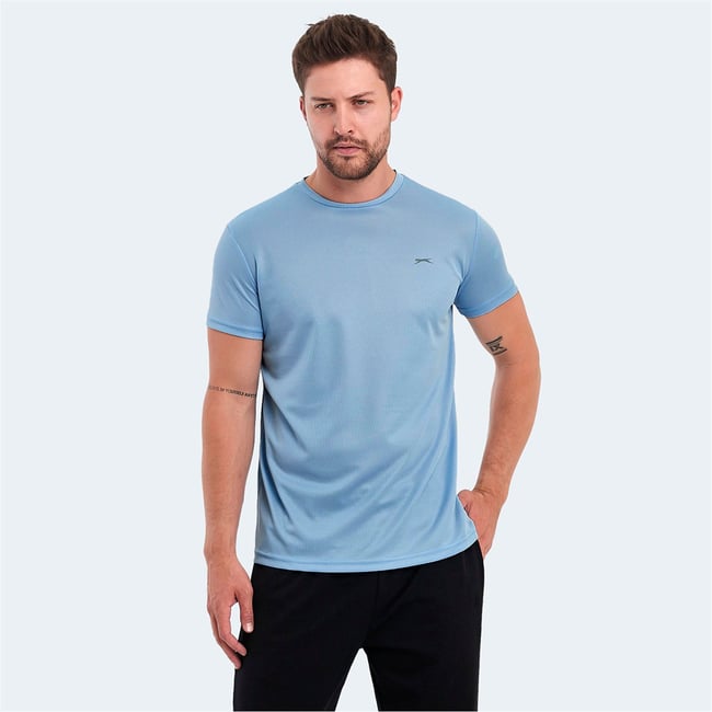 Slazenger Omar Ktn. Acık Mavı Erkek Bısıklet Yaka T-Shırt