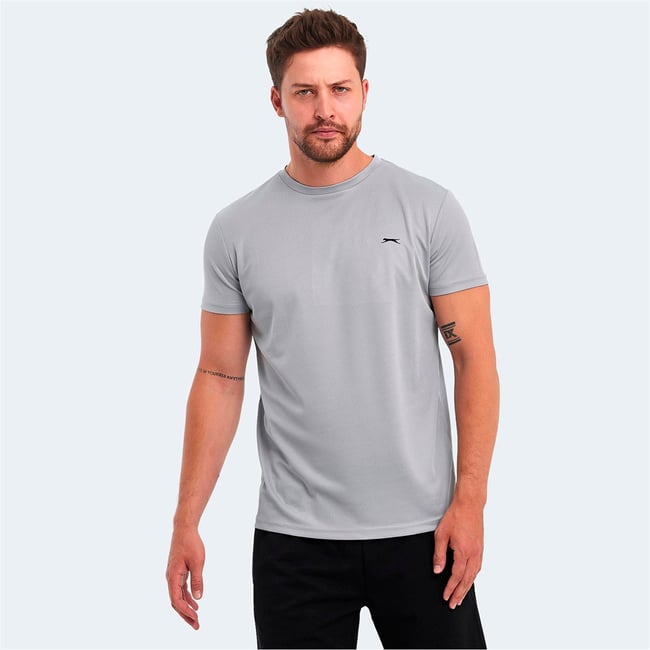Slazenger Omar Ktn. Acık Grı Erkek Bısıklet Yaka T-Shırt