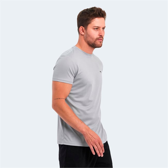 Slazenger Omar Ktn. Acık Grı Erkek Bısıklet Yaka T-Shırt