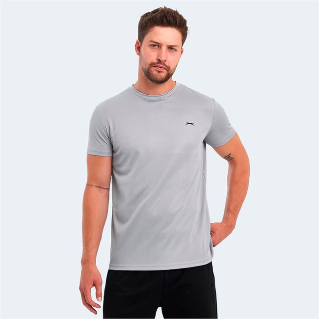 Slazenger Omar Ktn. Acık Grı Erkek Bısıklet Yaka T-Shırt