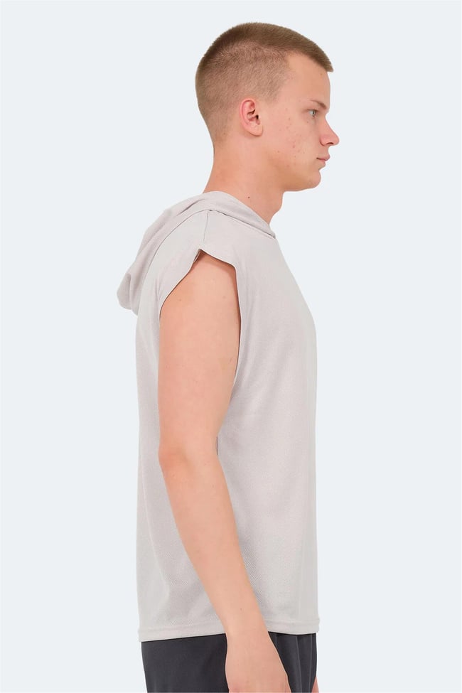 Slazenger Ondına Bej Erkek Kapusonlu Kolsuz Polyester T-Shırt