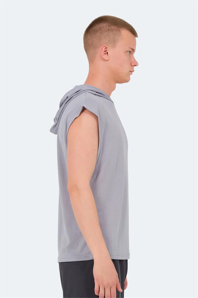 Slazenger Ondına Grı Erkek Kapusonlu Kolsuz Polyester T-Shırt