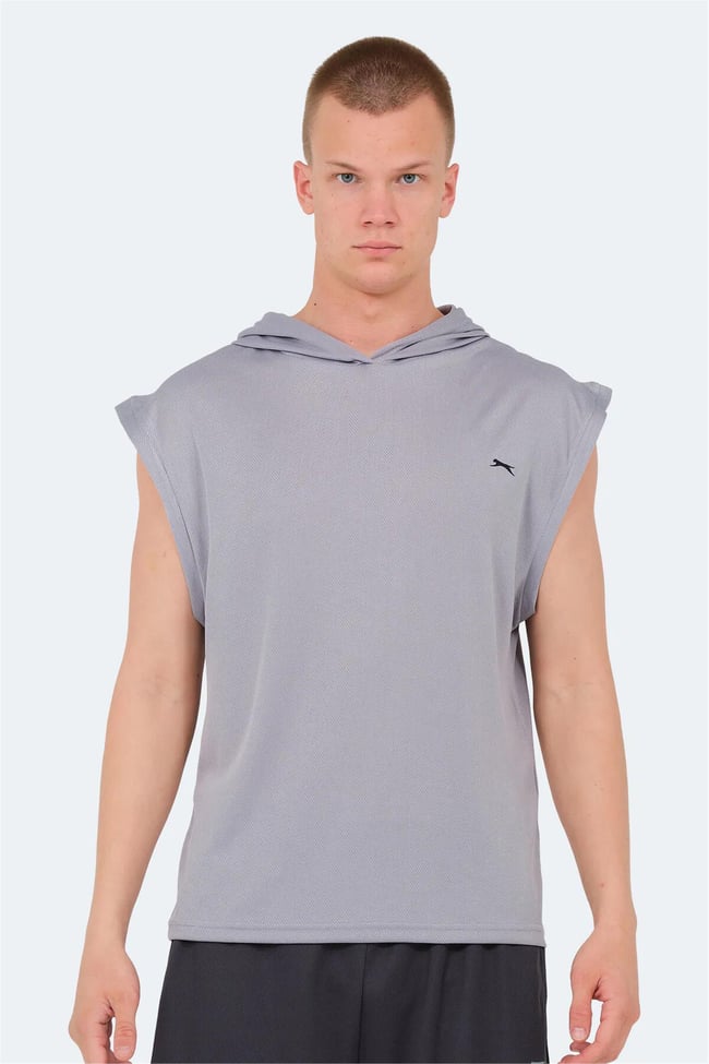 Slazenger Ondına Grı Erkek Kapusonlu Kolsuz Polyester T-Shırt