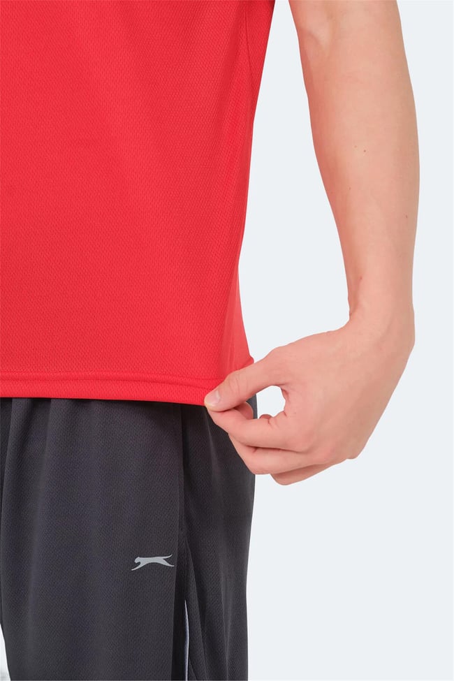 Slazenger Ondına Kırmızı Erkek Kapusonlu Kolsuz Polyester T-Shırt