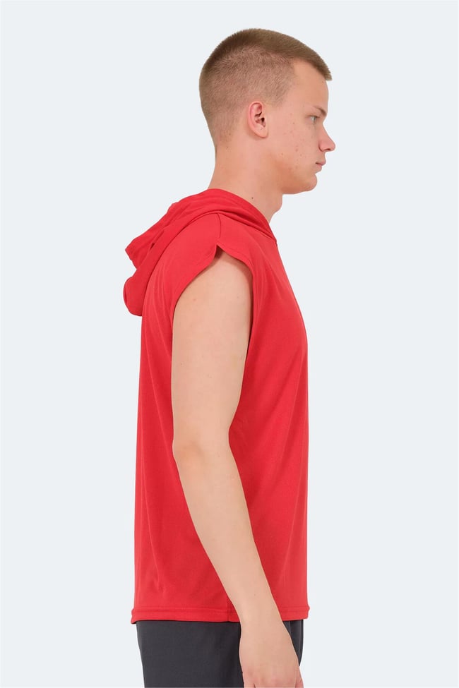 Slazenger Ondına Kırmızı Erkek Kapusonlu Kolsuz Polyester T-Shırt