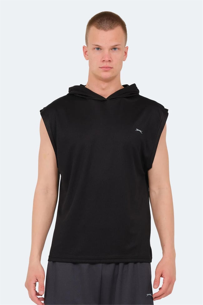 Slazenger Ondına Sıyah Erkek Kapusonlu Kolsuz Polyester T-Shırt