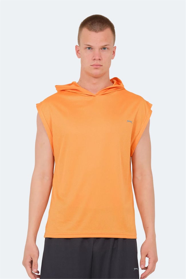 Slazenger Ondına Turuncu Erkek Kapusonlu Kolsuz Polyester T-Shırt