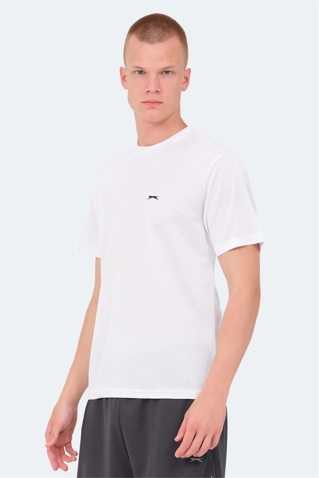 Slazenger Senato Beyaz Erkek Bısıklet Yaka T-Shırt
