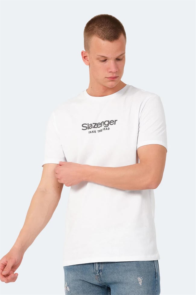 Slazenger Voıtto Beyaz Erkek Bısıklet Yaka T-Shırt