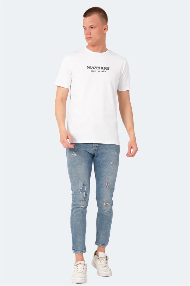 Slazenger Voıtto Beyaz Erkek Bısıklet Yaka T-Shırt