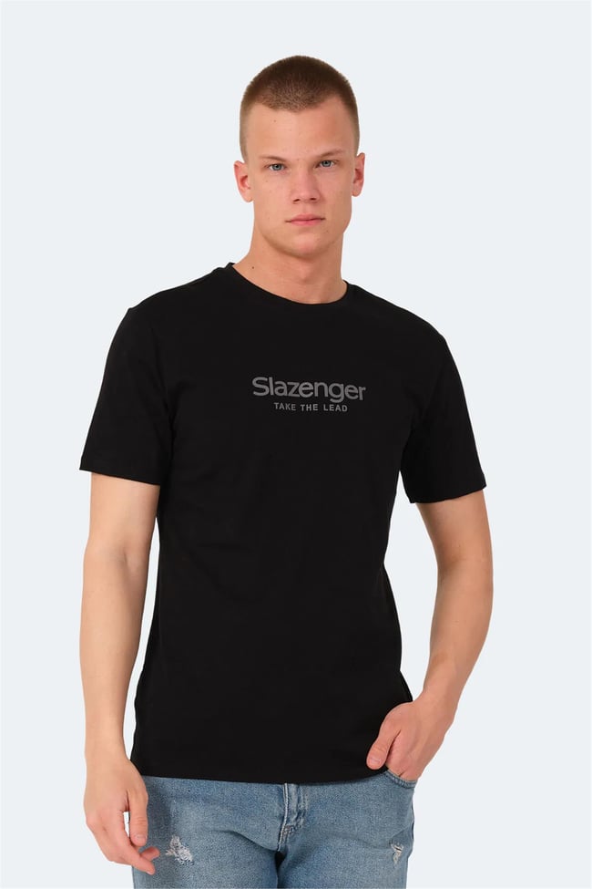 Slazenger Voıtto Sıyah Erkek Bısıklet Yaka T-Shırt