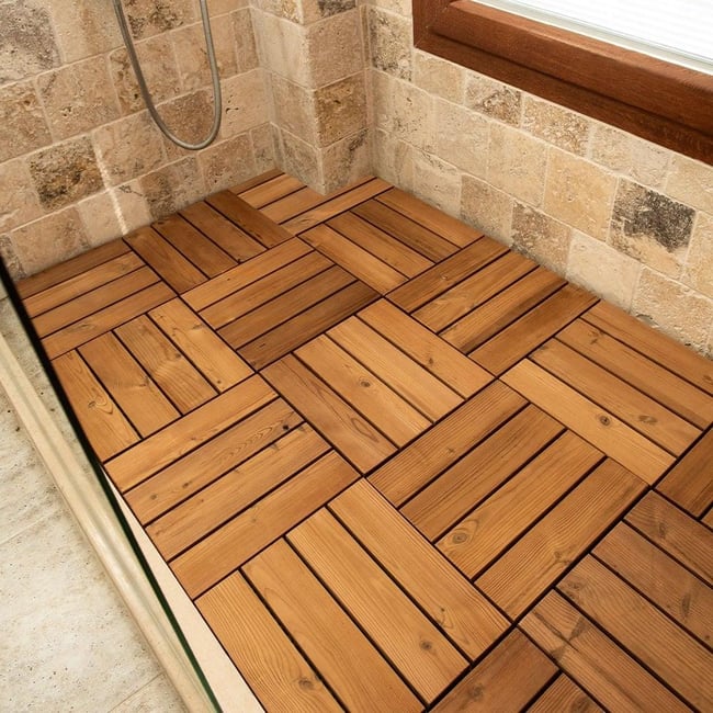 Sunsoe Fin Çamı Balkon Bahçe Ahşap Yer Döşemesi Karo Deck 30x30 cm - 10 Adet(0,9m2)