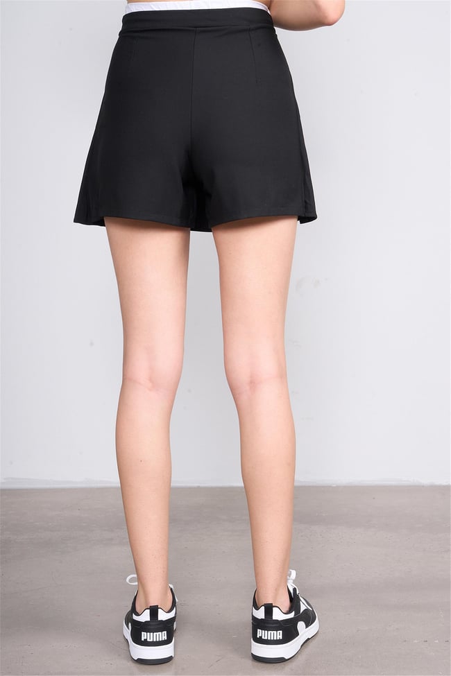 Volumex Nm-109 Sıyah Kadın Pılelı Short Etek
