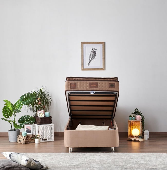 W. Cotton 80x180 cm Tek Kişilik Pedli Yatak Baza Başlık Takımı - Kumaş Baza, Başlık ve Yatak Seti