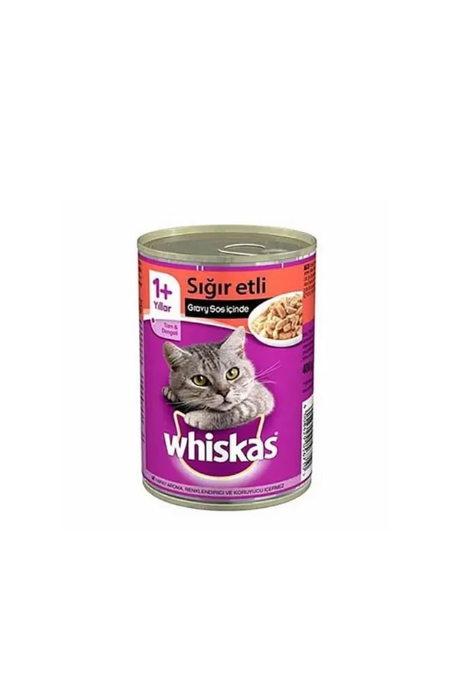 WHISKAS 400GR KONSERVE SIGIR ETLI GRAVY SOSLU