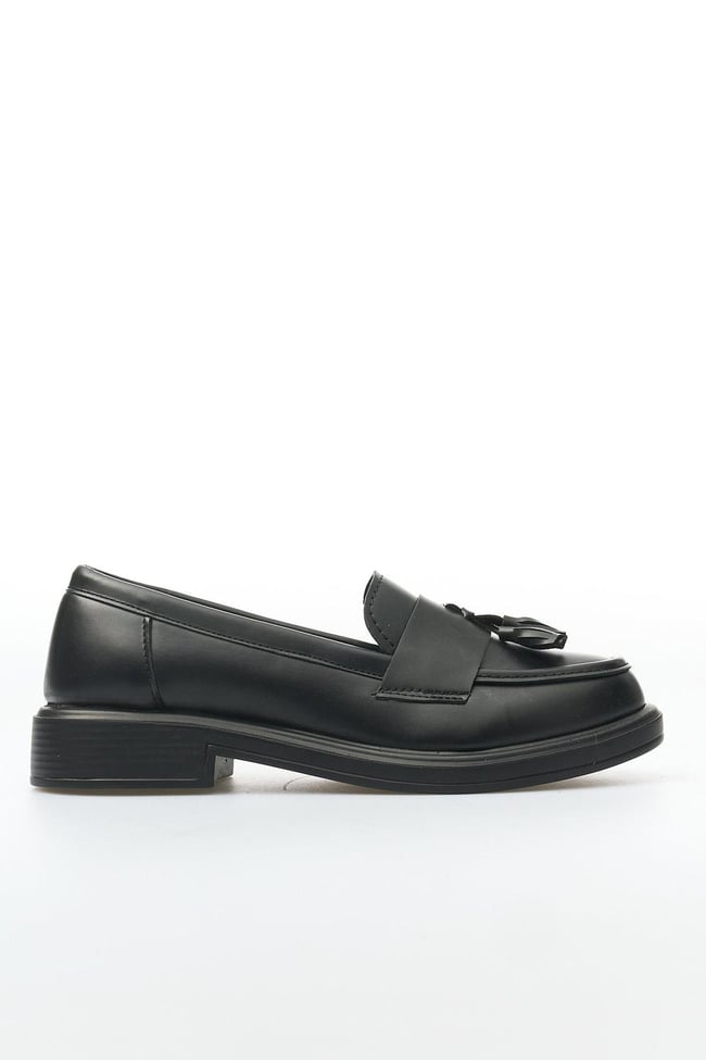White Line 01-5001 Cilt Siyah Kadın Loafer Ayakkabı