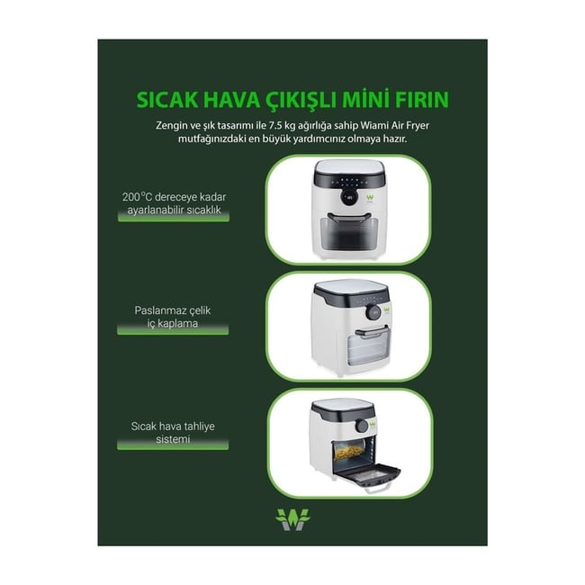 WIAMI RA-011W 12 LITRE AKILLI AIRFRYER HAVA FRITOZU