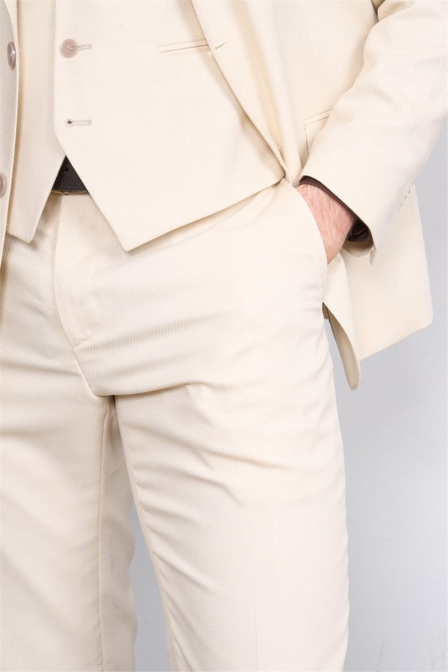Woolsuit Bergama Bej Erkek Yelikli Takım Elbise