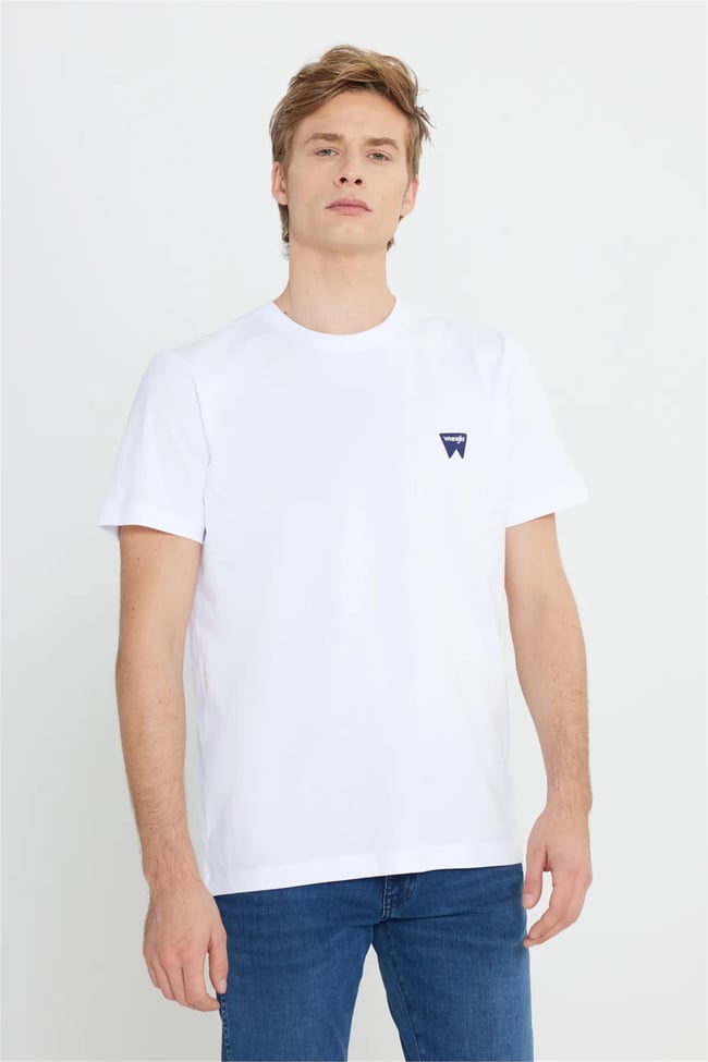 Wrangler W70Md3 312 Whıte Erkek Bısıklet Yaka T-Shırt