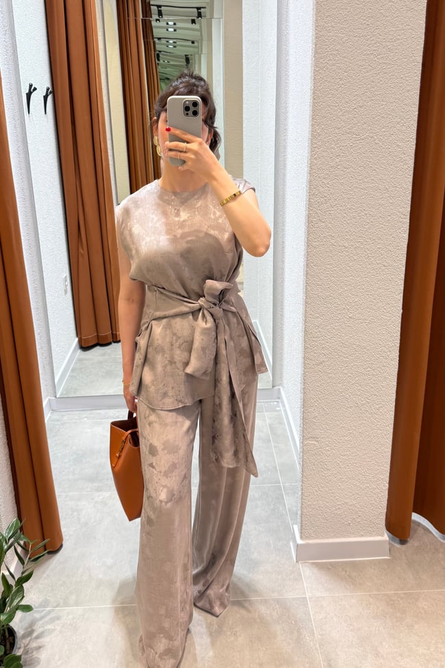 2'li Jakar Baskılı Bluz Pantolon Takım 
