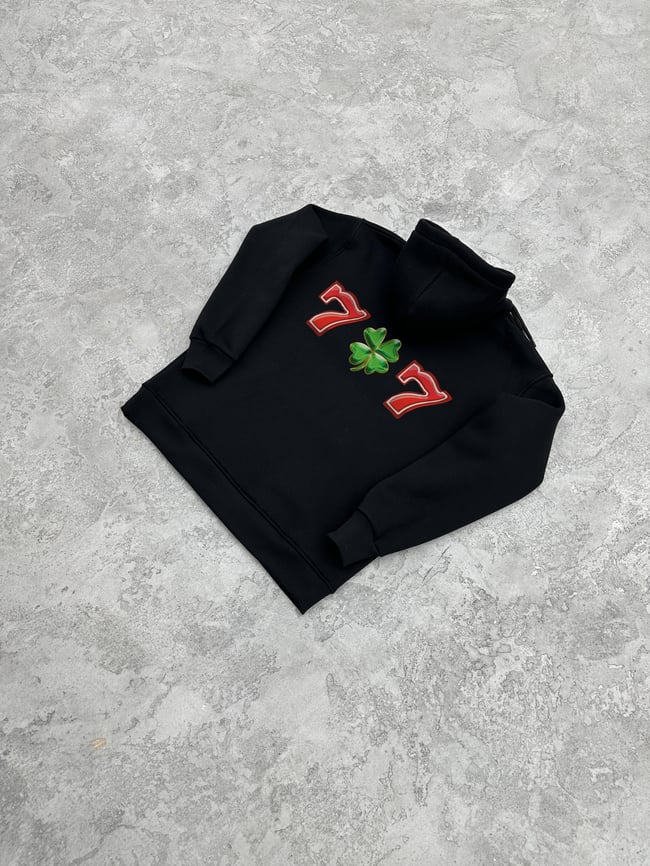 3 İplik Şardonlu CLOWER Sweatshirt - Siyah