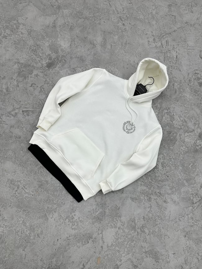 3 İplik Şardonlu HUMAN PROGRESS Sweatshirt - Beyaz