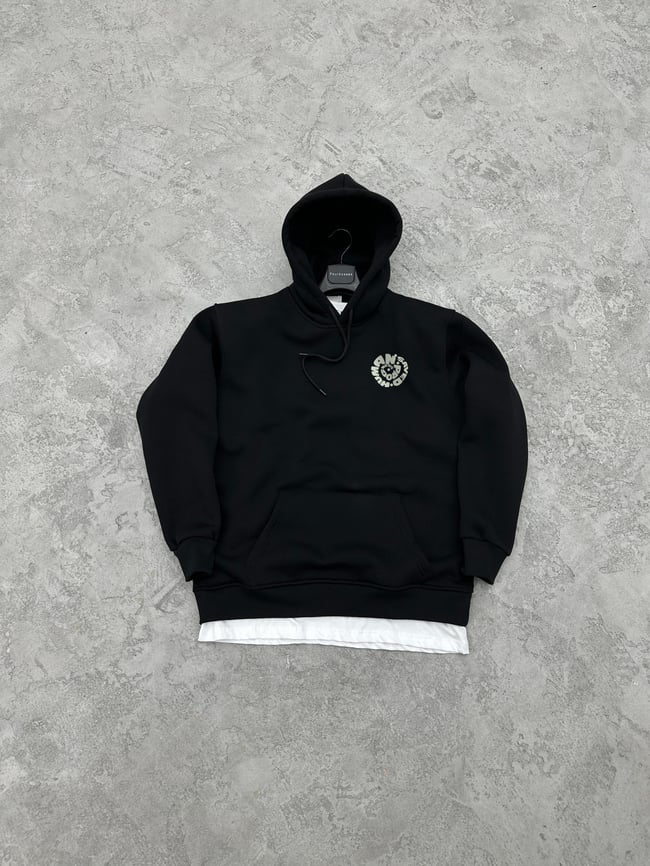 3 İplik Şardonlu HUMAN PROGRESS Sweatshirt - Siyah