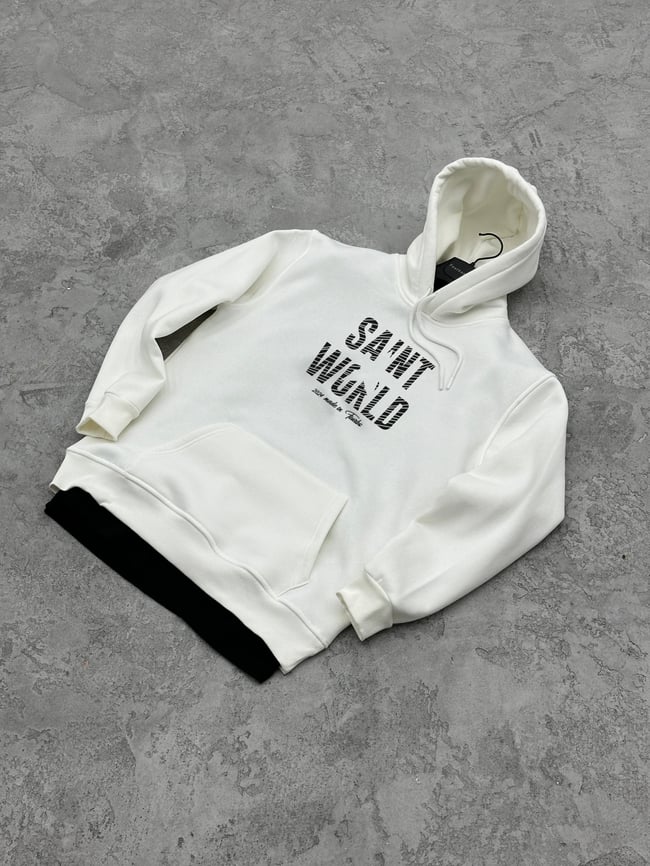 3 İplik Şardonlu SAINT Sweatshirt - Beyaz