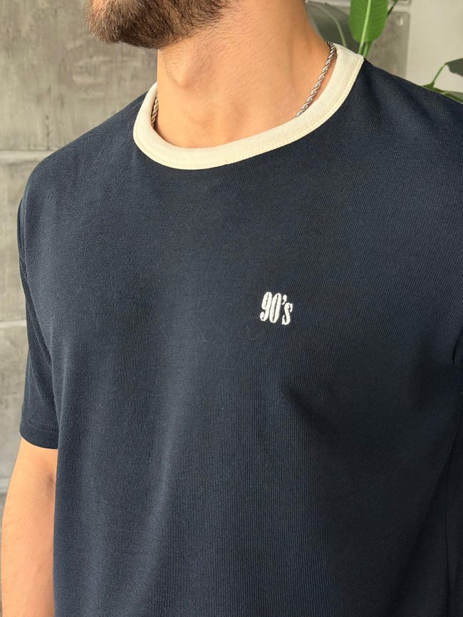 90'S Nakışlı T-Shirt M - Lacivert