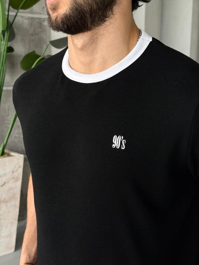 90'S Nakışlı T-Shirt M - Siyah